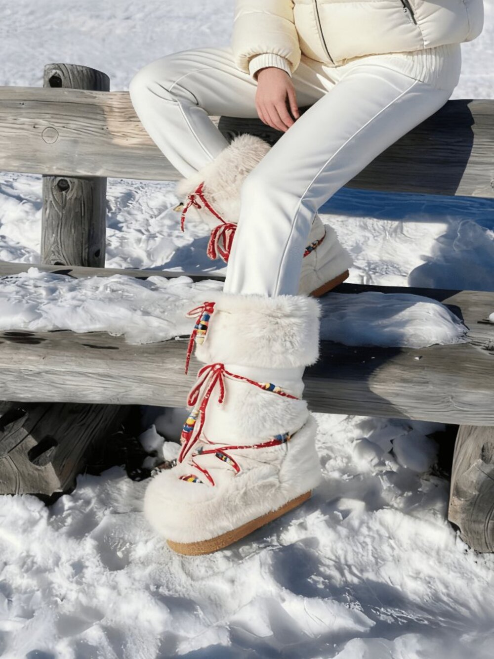 White Cute Women's Faux Fur Snow Boots - Picture 3 of 8